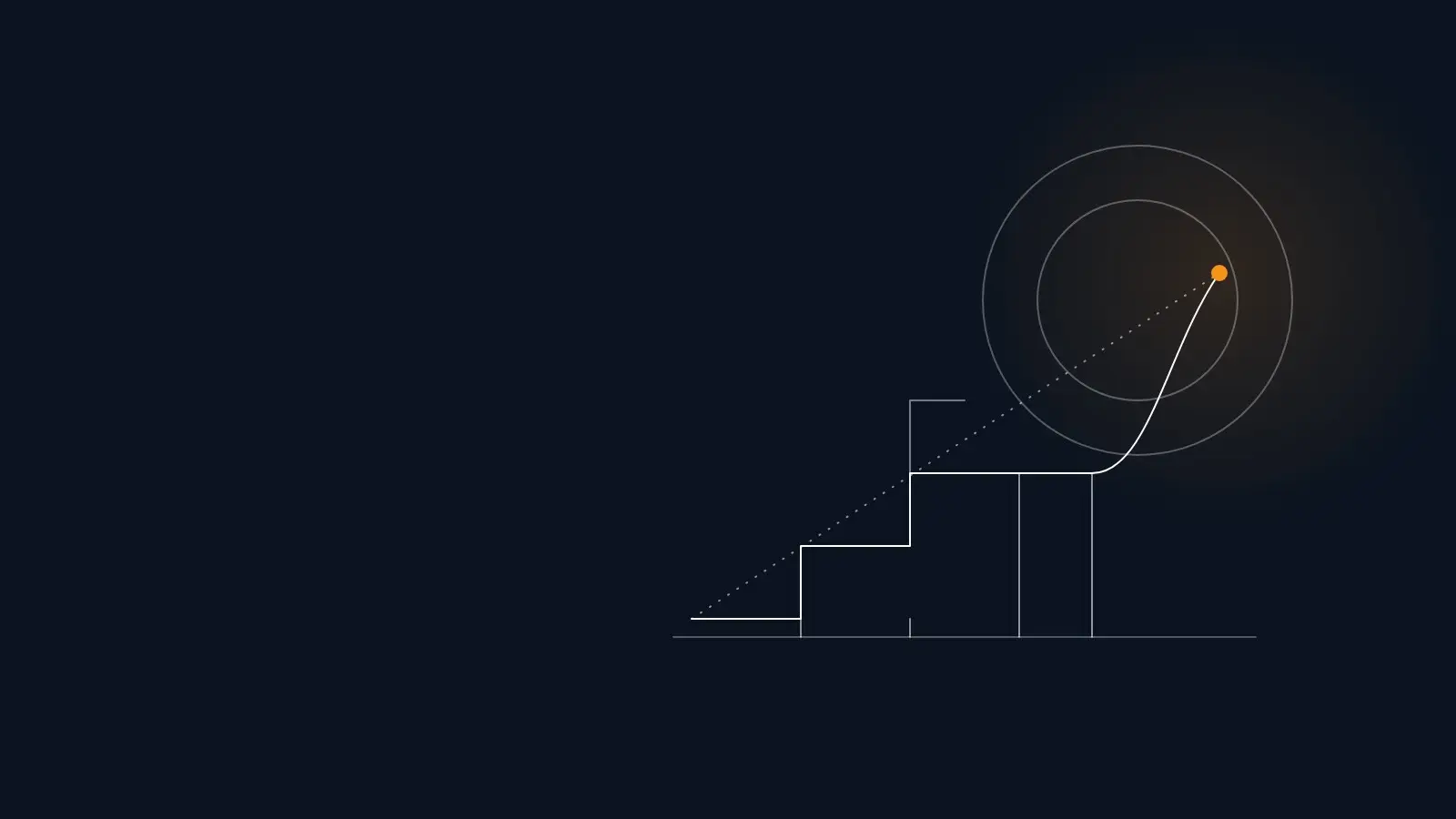 Line illustration of steps rising into an upward curve