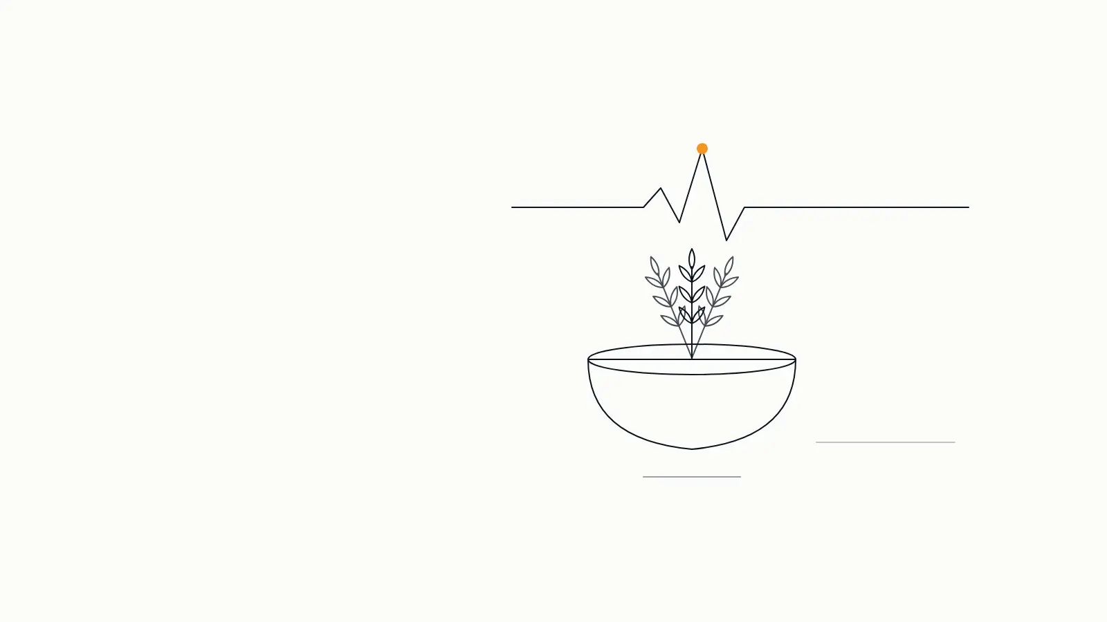 Line illustration of a bowl of greens under a pulse line